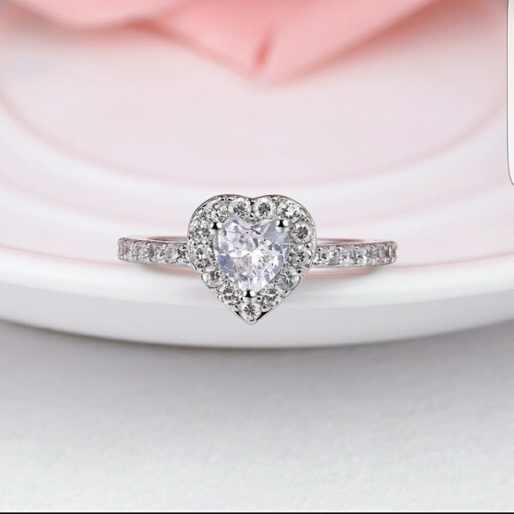 Platinum Plated Heart Ring - Picture 2 of 3